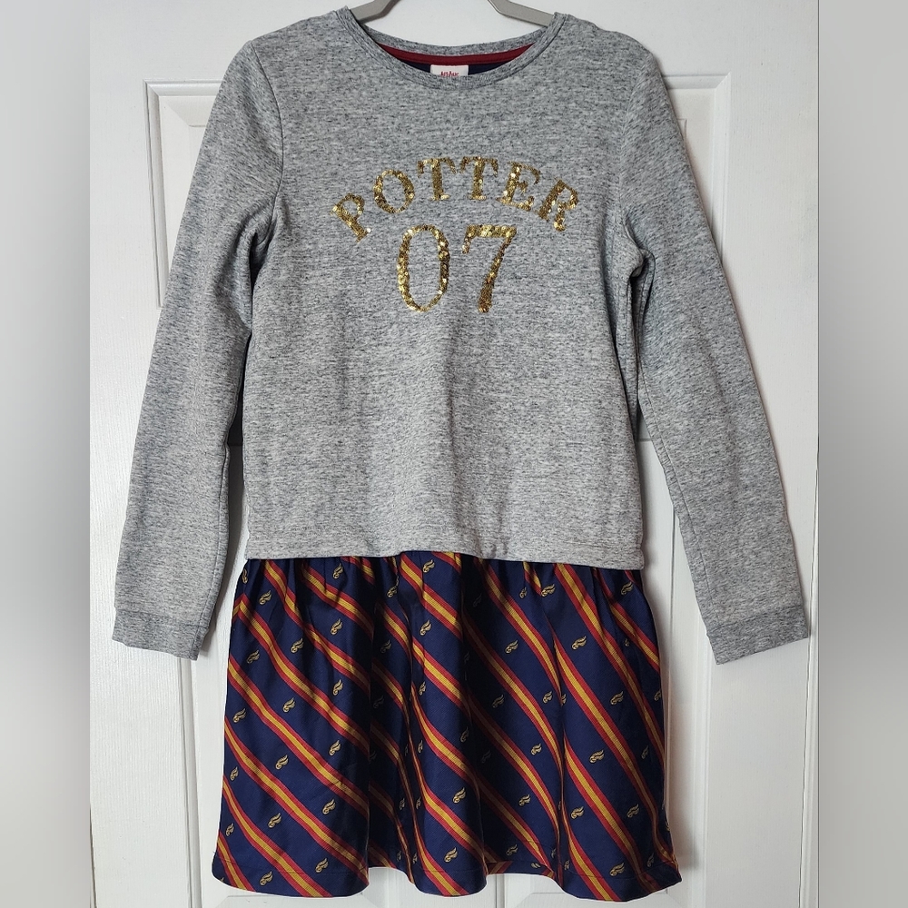 NWOT Harry Potter seeker dress. Mini Boden. Gold sequin on gray. Boden. Y 15-16